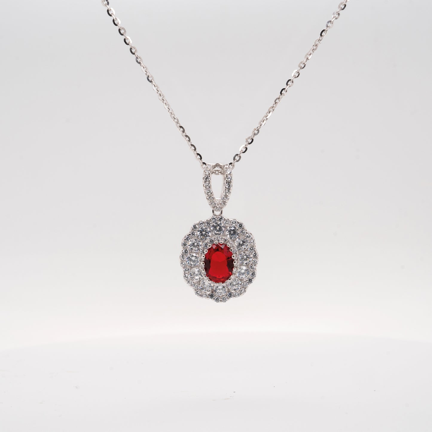 18K White Gold Pendant with 4.35ct of Ruby & 0.77ct of Natural Diamonds