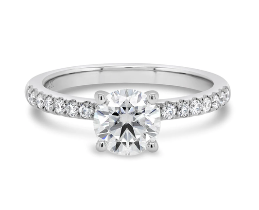 18K White Gold Engagement Ring Lab VS2 G 3.01ct Diamond Ring with 32 sidestone 0.38ct